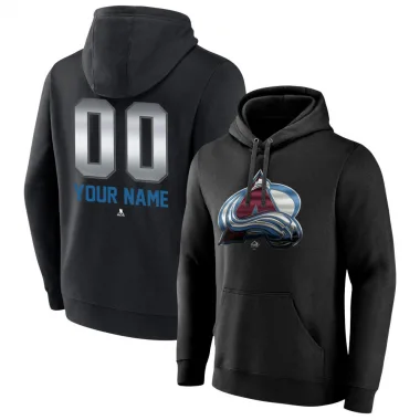 Black Men's Custom Colorado Avalanche Branded Midnight Mascot Logo Pullover Hoodie