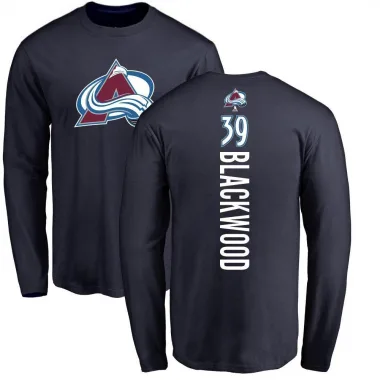 Black Men's Mackenzie Blackwood Colorado Avalanche Backer Long Sleeve T-Shirt - Navy