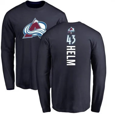 Navy Men's Darren Helm Colorado Avalanche Backer Long Sleeve T-Shirt -