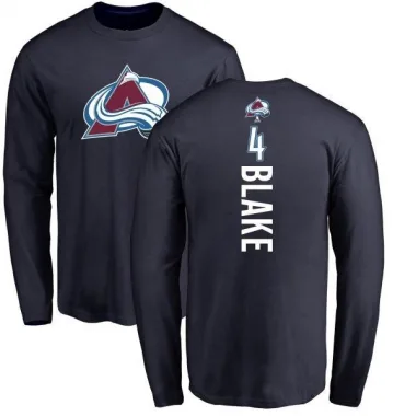 Navy Men's Rob Blake Colorado Avalanche Backer Long Sleeve T-Shirt -