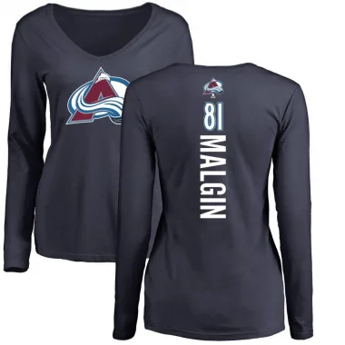 Navy Women's Denis Malgin Colorado Avalanche Backer Long Sleeve T-Shirt -