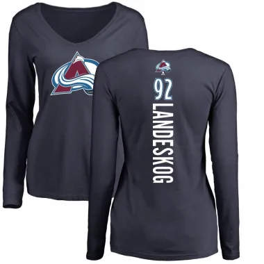 Navy Women's Gabriel Landeskog Colorado Avalanche Backer Long Sleeve T-Shirt -