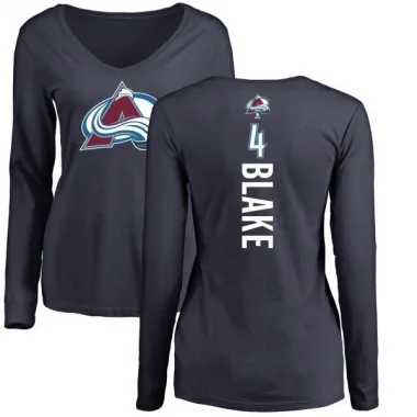 Navy Women's Rob Blake Colorado Avalanche Backer Long Sleeve T-Shirt -