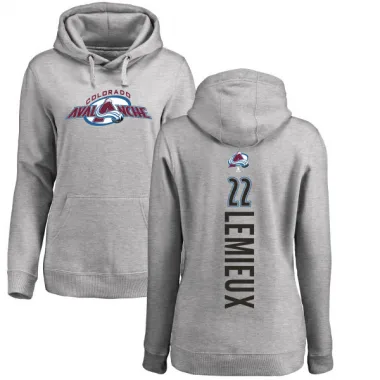 Women's Claude Lemieux Colorado Avalanche Branded Ash Backer Pullover Hoodie